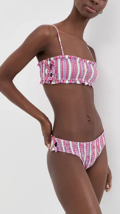 Damson Madder Shirred Bow Bikini Bottoms Pink | Thumbnail 4