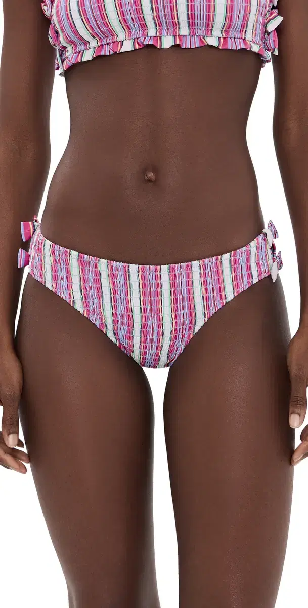 Shirred Bow Bikini Bottoms Pink