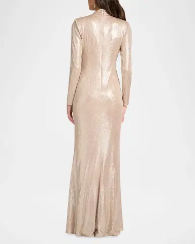 Tadashi Shoji Twist-Front Metallic Jersey Column Gown | Thumbnail 2 Tadashi Shoji Twist-Front Metallic Jersey Column Gown | Thumbnail 2