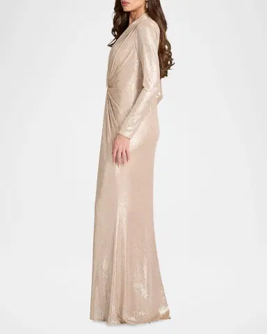 Tadashi Shoji Twist-Front Metallic Jersey Column Gown | Thumbnail 5 Tadashi Shoji Twist-Front Metallic Jersey Column Gown | Thumbnail 5