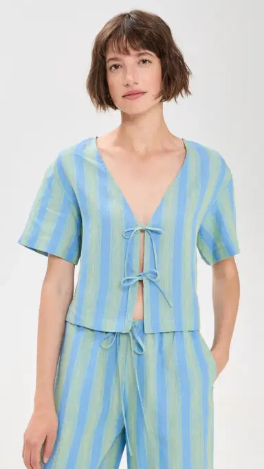 Staud Ava Linen Top eaport Stripe | Thumbnail 2