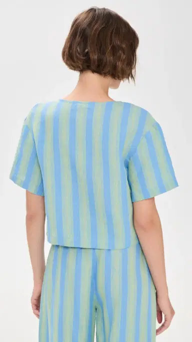 Staud Ava Linen Top eaport Stripe | Thumbnail 3