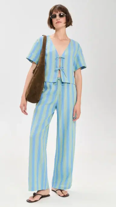 Staud Ava Linen Top eaport Stripe | Thumbnail 5