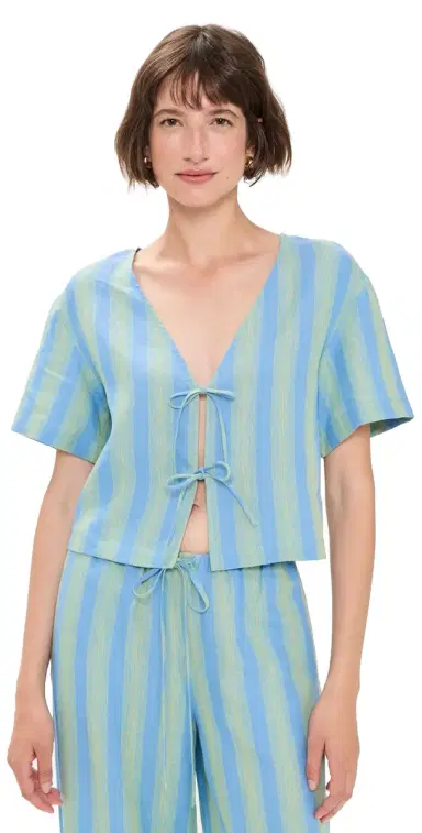 Staud Ava Linen Top eaport Stripe | Thumbnail 1