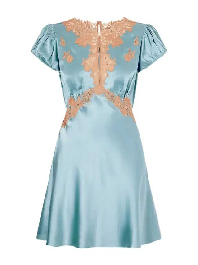 Junia Lace-trimmed Silk-satin Mini Dress Junia Lace-trimmed Silk-satin Mini Dress
