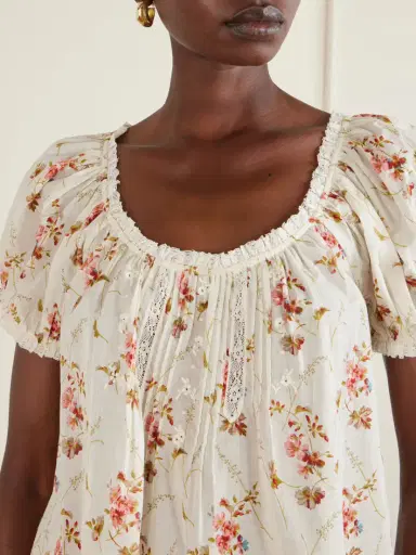 DÔEN Frederica Lace-trimmed Floral-print Organic Cotton Blouse | Thumbnail 4 DÔEN Frederica Lace-trimmed Floral-print Organic Cotton Blouse | Thumbnail 4