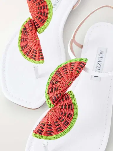 Aquazzura Embellished Raffia Thong Sandals | Thumbnail 5 Aquazzura Embellished Raffia Thong Sandals | Thumbnail 5