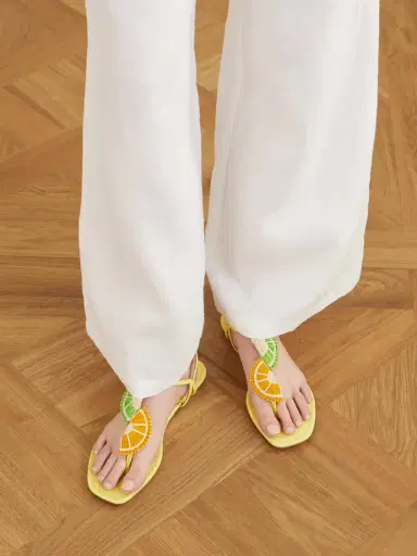 Aquazzura Embellished Raffia-effect Thong Sandals | Thumbnail 2 Aquazzura Embellished Raffia-effect Thong Sandals | Thumbnail 2
