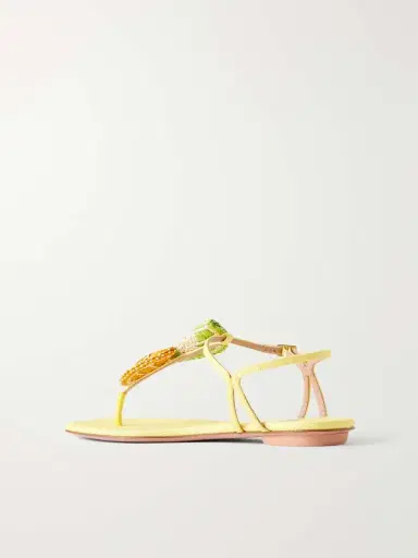 Aquazzura Embellished Raffia-effect Thong Sandals | Thumbnail 3 Aquazzura Embellished Raffia-effect Thong Sandals | Thumbnail 3