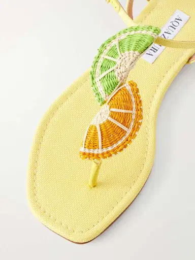 Aquazzura Embellished Raffia-effect Thong Sandals | Thumbnail 5 Aquazzura Embellished Raffia-effect Thong Sandals | Thumbnail 5