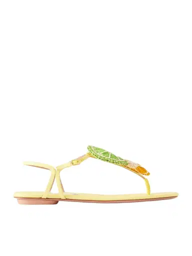 Aquazzura Embellished Raffia-effect Thong Sandals | Thumbnail 1 Aquazzura Embellished Raffia-effect Thong Sandals | Thumbnail 1