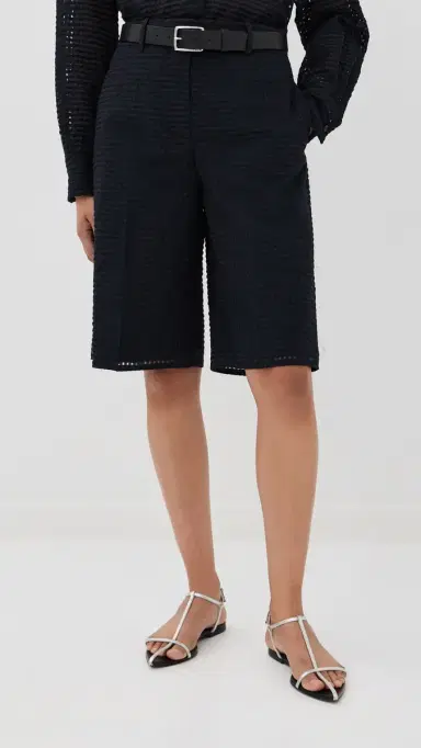 Another Tomorrow Gingham Bermuda Pants Black | Thumbnail 2