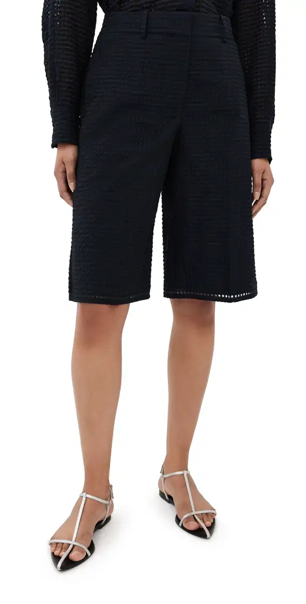 Gingham Bermuda Pants Black