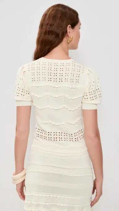 Ulla Johnson Marcelena Eyelet Knit Top Cowrie | Thumbnail 3 Ulla Johnson Marcelena Eyelet Knit Top Cowrie | Thumbnail 3