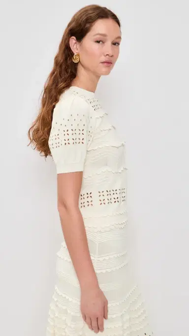 Ulla Johnson Marcelena Eyelet Knit Top Cowrie | Thumbnail 4 Ulla Johnson Marcelena Eyelet Knit Top Cowrie | Thumbnail 4