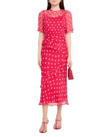 Saloni Vida-E Polka Dot Frill Midi Dress | Thumbnail 2 Saloni Vida-E Polka Dot Frill Midi Dress | Thumbnail 2