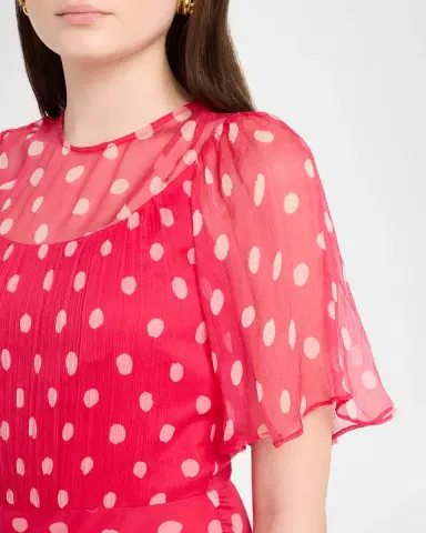 Saloni Vida-E Polka Dot Frill Midi Dress | Thumbnail 5 Saloni Vida-E Polka Dot Frill Midi Dress | Thumbnail 5
