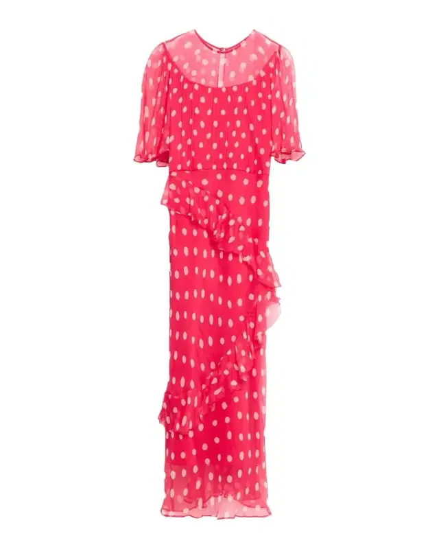 Vida-E Polka Dot Frill Midi Dress