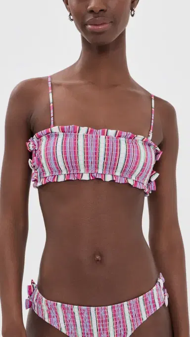 Damson Madder Shirred Bow Bikini Top Pink | Thumbnail 2 Damson Madder Shirred Bow Bikini Top Pink | Thumbnail 2