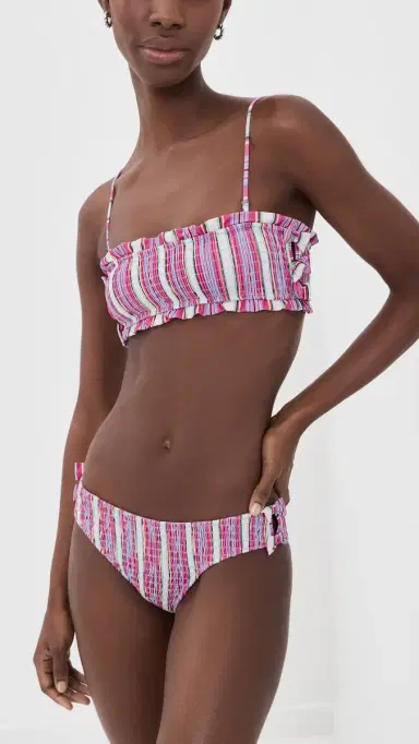 Damson Madder Shirred Bow Bikini Top Pink | Thumbnail 5 Damson Madder Shirred Bow Bikini Top Pink | Thumbnail 5