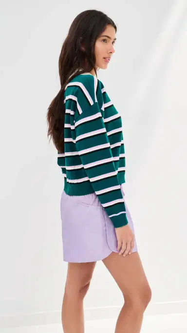 LE BOP Zadie Crop Polo Juniper Stripe | Thumbnail 4 LE BOP Zadie Crop Polo Juniper Stripe | Thumbnail 4