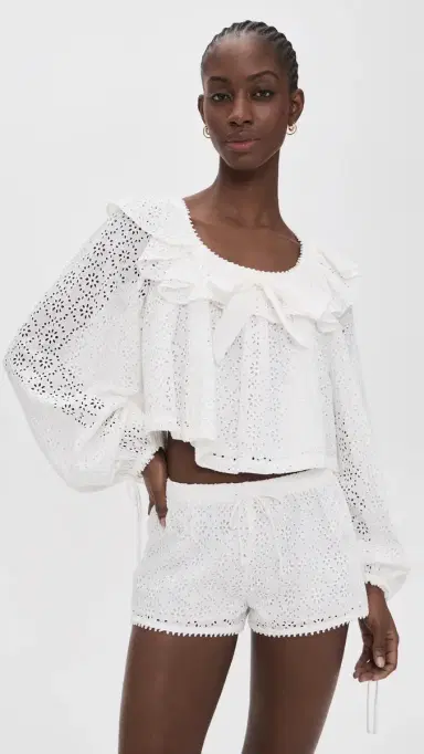 For Love & Lemons Willa Eyelet Top White | Thumbnail 2 For Love & Lemons Willa Eyelet Top White | Thumbnail 2