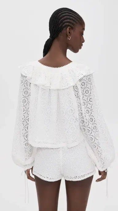 For Love & Lemons Willa Eyelet Top White | Thumbnail 3 For Love & Lemons Willa Eyelet Top White | Thumbnail 3