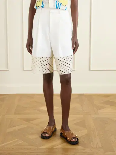 Marni Broderie Anglaise-trimmed Cotton-gabardine Shorts | Thumbnail 3 Marni Broderie Anglaise-trimmed Cotton-gabardine Shorts | Thumbnail 3