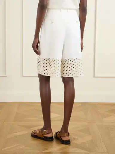 Marni Broderie Anglaise-trimmed Cotton-gabardine Shorts | Thumbnail 4 Marni Broderie Anglaise-trimmed Cotton-gabardine Shorts | Thumbnail 4