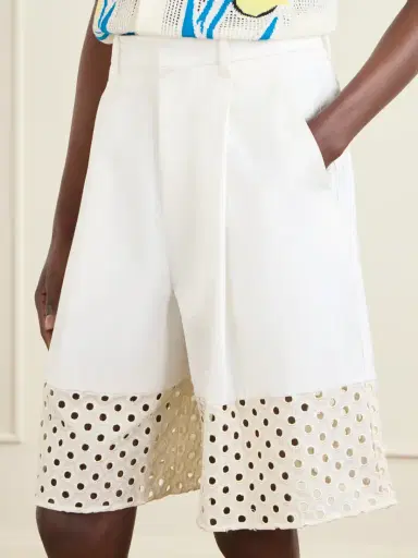Marni Broderie Anglaise-trimmed Cotton-gabardine Shorts | Thumbnail 5 Marni Broderie Anglaise-trimmed Cotton-gabardine Shorts | Thumbnail 5