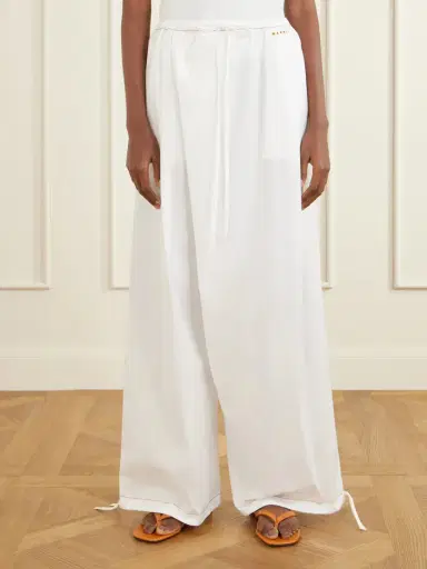 Marni Pleated Cotton-poplin Mid-rise Wide-leg Pants | Thumbnail 3 Marni Pleated Cotton-poplin Mid-rise Wide-leg Pants | Thumbnail 3