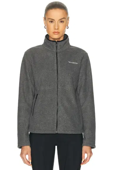 Sporty & Rich Serif Logo Zipped Polar Fleece Jacket | Thumbnail 2