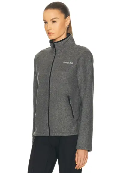 Sporty & Rich Serif Logo Zipped Polar Fleece Jacket | Thumbnail 3