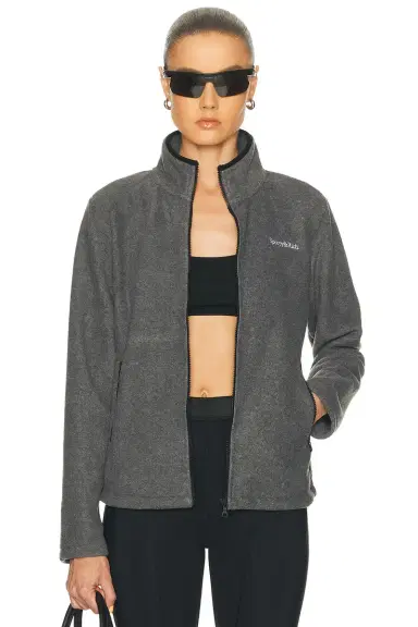 Sporty & Rich Serif Logo Zipped Polar Fleece Jacket | Thumbnail 1