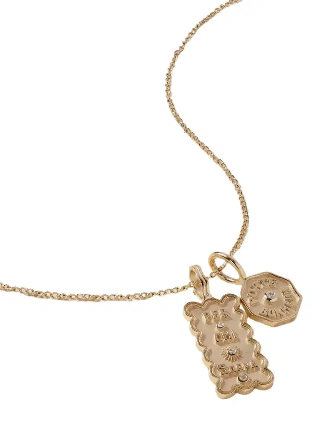 Wee Porte Bonheur + Mini Per Chi Sogna 14-karat Gold Diamond Necklace