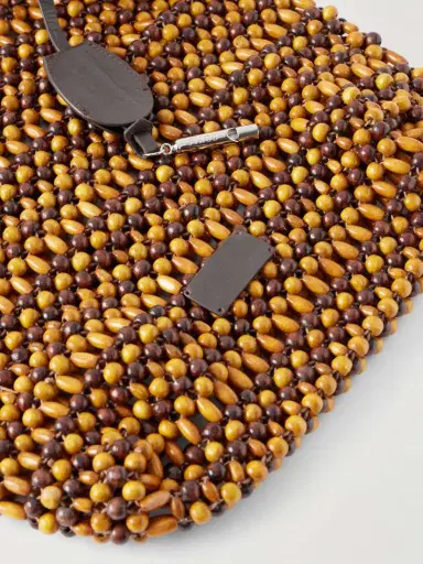 Staud Drift Leather-trimmed Beaded Wood Shoulder Bag | Thumbnail 5