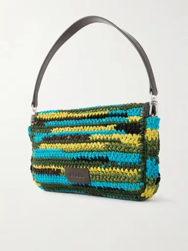 Staud Timmy Leather-trimmed Crocheted Fabric And Raffia Shoulder Bag | Thumbnail 4 Staud Timmy Leather-trimmed Crocheted Fabric And Raffia Shoulder Bag | Thumbnail 4