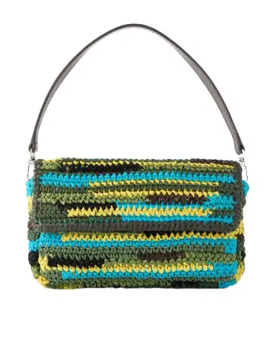 Staud Timmy Leather-trimmed Crocheted Fabric And Raffia Shoulder Bag | Thumbnail 1 Staud Timmy Leather-trimmed Crocheted Fabric And Raffia Shoulder Bag | Thumbnail 1