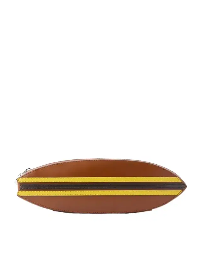 Surfboard Striped Leather Clutch