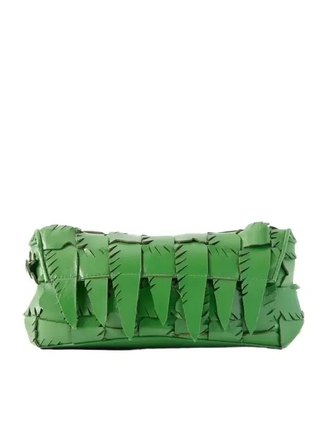 Leaf Woven Leather Clutch Bag