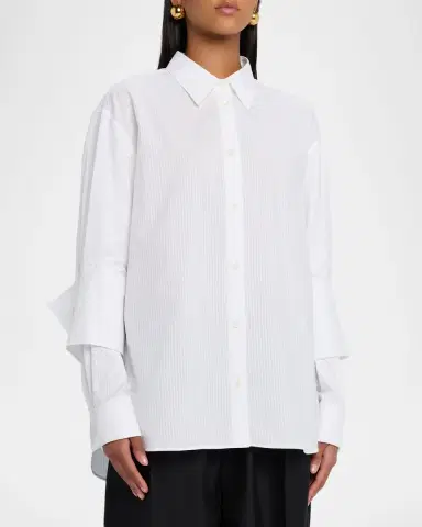 Loewe Striped Double-Sleeve Poplin Button-Down Shirt | Thumbnail 3 Loewe Striped Double-Sleeve Poplin Button-Down Shirt | Thumbnail 3
