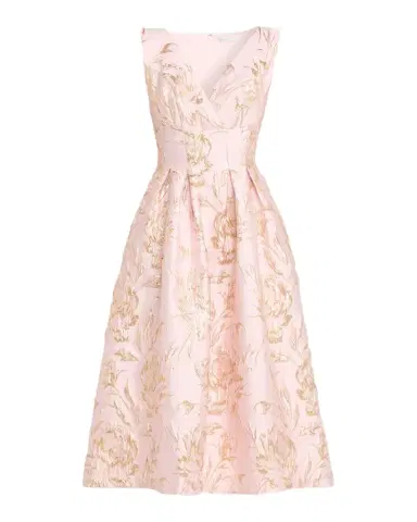 Kay Unger New York Saylor Pleated Floral Jacquard Midi Dress | Thumbnail 1 Kay Unger New York Saylor Pleated Floral Jacquard Midi Dress | Thumbnail 1
