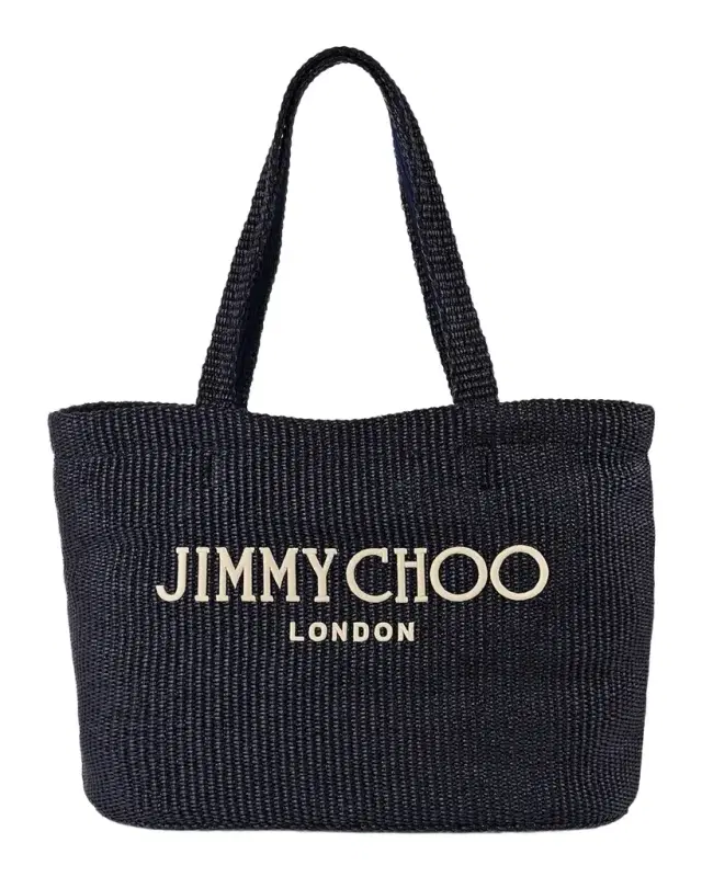 Jimmy Choo Embroidered Raffia Beach Tote Bag
