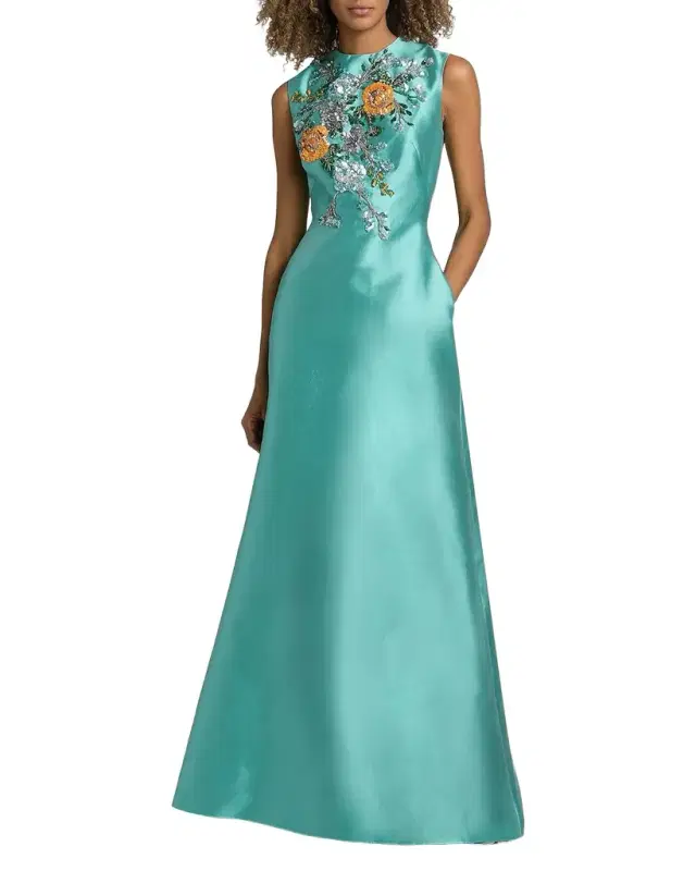 Petals, Spice, & Whispers of Plumage Fit & Flare Gown