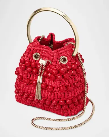 Jimmy Choo Bon Bon Beaded Raffia Bucket Bag | Thumbnail 2 Jimmy Choo Bon Bon Beaded Raffia Bucket Bag | Thumbnail 2
