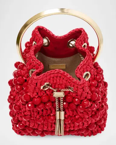 Jimmy Choo Bon Bon Beaded Raffia Bucket Bag | Thumbnail 3 Jimmy Choo Bon Bon Beaded Raffia Bucket Bag | Thumbnail 3