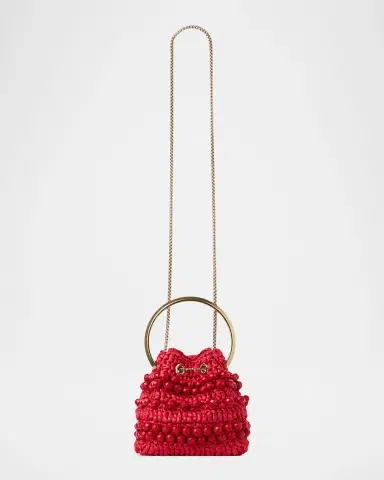 Jimmy Choo Bon Bon Beaded Raffia Bucket Bag | Thumbnail 4 Jimmy Choo Bon Bon Beaded Raffia Bucket Bag | Thumbnail 4