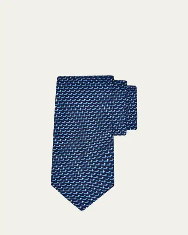 Ferragamo Men's Mini-Dachshund Dog Silk Tie | Thumbnail 2