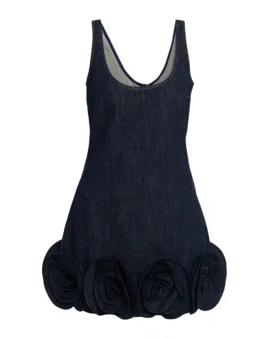 Self-Portrait Denim 3D Flower Mini Dress | Thumbnail 1 Self-Portrait Denim 3D Flower Mini Dress | Thumbnail 1