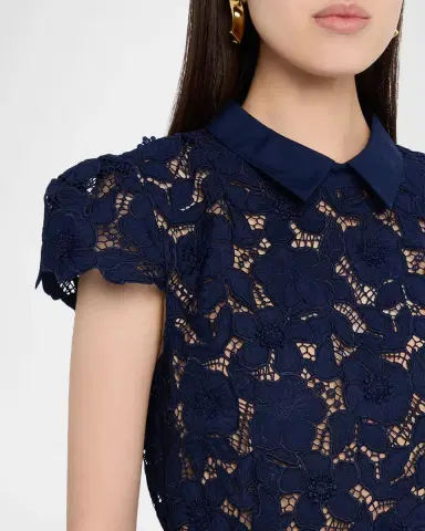 Self-Portrait Guipure Lace Belted Midi Dress | Thumbnail 5 Self-Portrait Guipure Lace Belted Midi Dress | Thumbnail 5